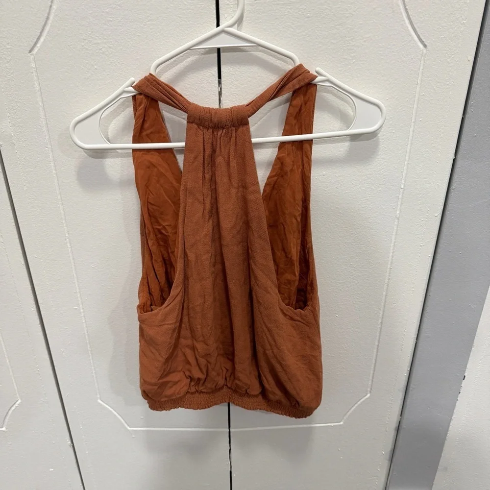 Free People Burnt Orange Drapey Dreams Tank Top